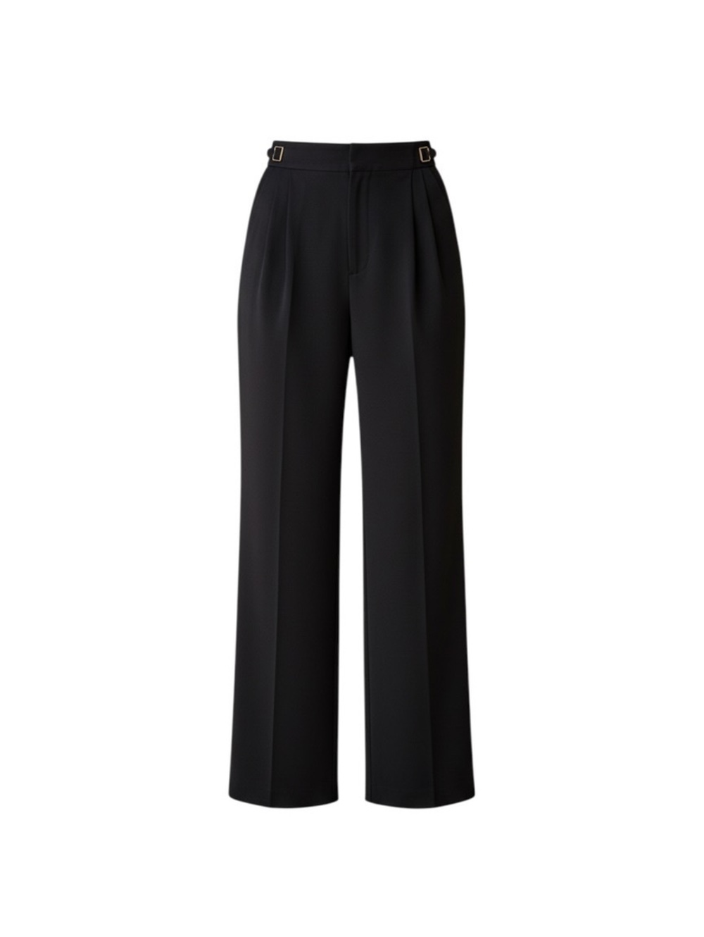 St. John Black Wool Wide-Leg Trousers